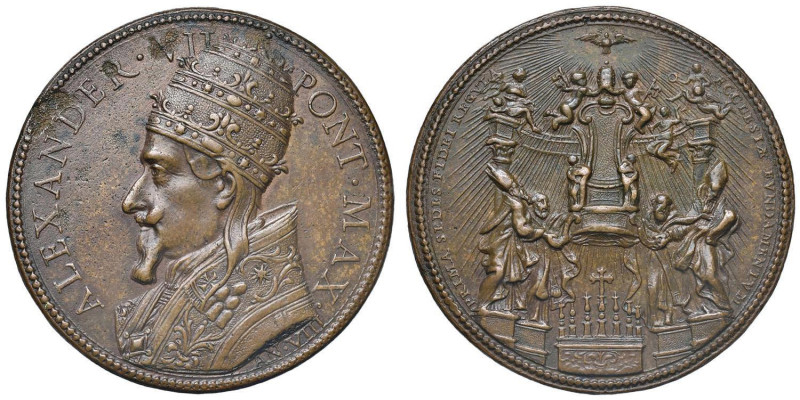 Alessandro VII (1655-1667) Medaglia 1662 An. VIII - Il monumento della cattedra ...