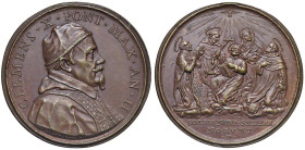 Clemente X (1670-1676) Medaglia 1671 An. II - Canonizzazione dei cinque Santi irradiati dalla colomba dello Spirito Santo raggiante tra le nuvole - Op...
