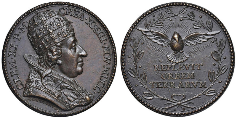 Clemente XI (1700-1721) Medaglia 1700 Elezione al Pontificato, la colomba dello ...