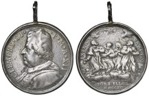 Clemente XI (1700-1721) Medaglia 1712 An. XII - Canonizzazione di quattro Santi - Opus: Ermenegildo Hamerani - Miselli 84 - AG (g 27,76 - Ø 39,36 mm) ...