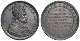 Clemente XI (1700-1721) Medaglia 1714 An. XIV Posa della prima pietra della ricostruzione della chiesa delle Santissime Stimmate a Roma - Opus: Ermene...