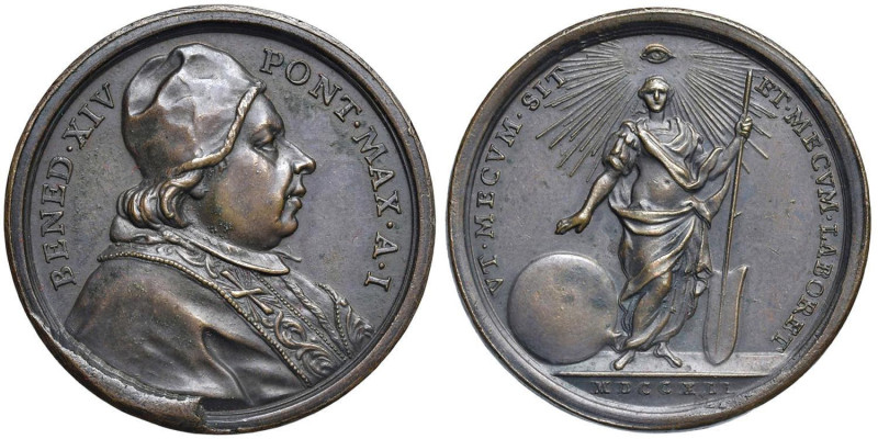 Benedetto XIV (1740-1758) Medaglia 1741 An. I - La Provvidenza con timone e glob...