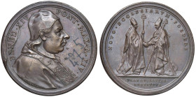 Benedetto XIV (1740-1758) Medaglia 1754 An. XIV - Accordo sulla controversia del Patriarcato di Aquileia, i vescovi di Gorizia e Udine si stringono la...