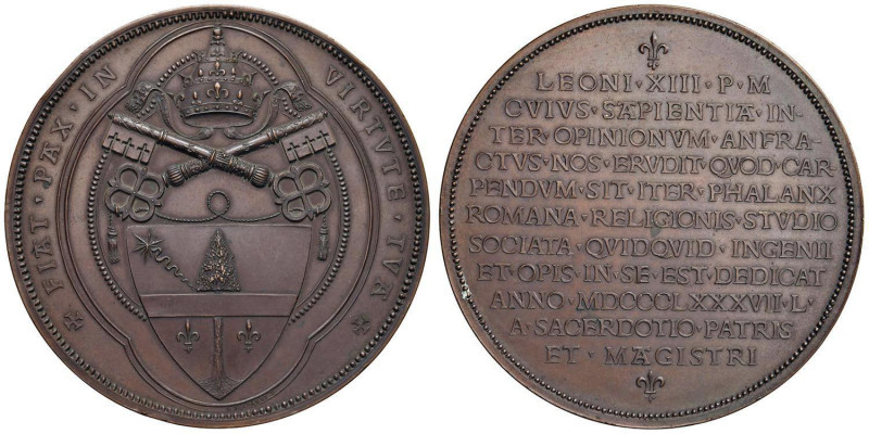 Leone XIII (1878-1903) Medaglia 1887 - per gli interessi Cattolici, lo stemma de...