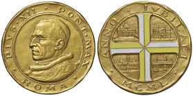 Pio XII (1939-1958) Medaglia di grande modulo con smalti 1950 Indizione dell'Anno Giubilare di Roma - Opus: A.M.E.A. Edizione stabilimenti Johnson di ...
