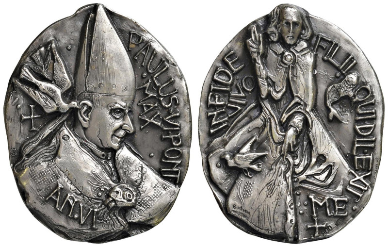Paolo VI (1963-1978) Medaglia ovale coniata annuale An. VI - Opus: Floriano Bodi...