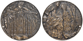 Paolo VI (1963-1978) Medaglia staordinaria coniata 1989 La Chiesa Ambrosiana - Opus: Floriano Bodini, edizione Lorioli - AE (g.91,85 - Ø 61 mm) Fori p...