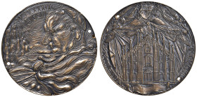 Paolo VI (1963-1978) Medaglia staordinaria coniata 1989 La Chiesa Ambrosiana - Opus: Floriano Bodini, edizione Lorioli - AE (g.93,5 - Ø 61 mm) Fori po...