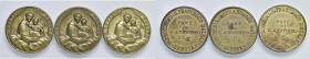 Sant' Antonio da Padova Lotto di 3 medaglie per Genova, serie del pane di S.Antonio. Medaglie in bronzo dorato che compongono questa splendida e rara ...