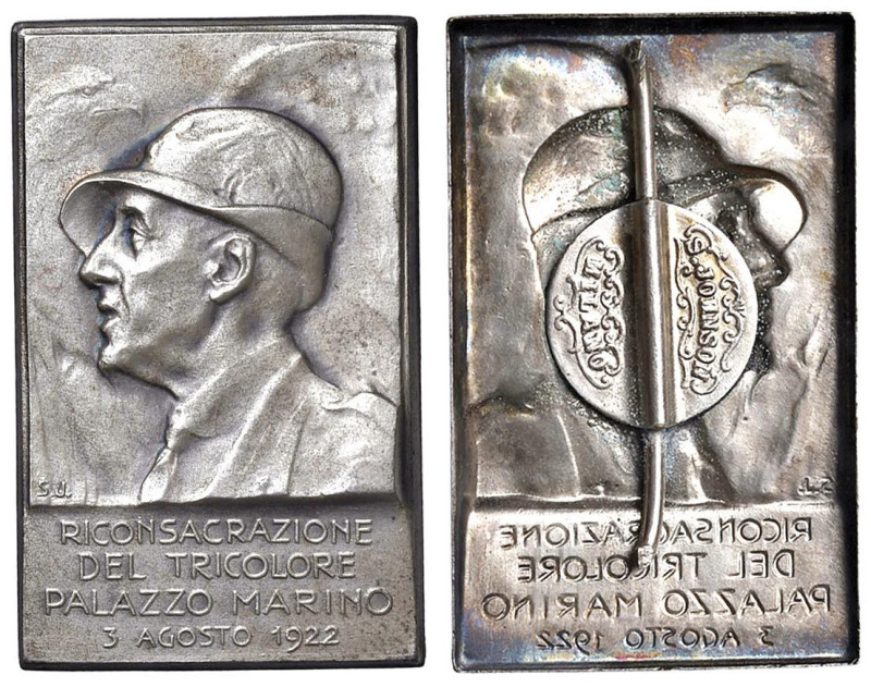 MEDAGLIA FASCISTE Spilla 1922 - MA (g 4,63 - Ø 21x33 mm) Spilla rota. In bustina...