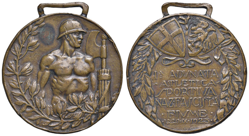 MEDAGLIE FASCISTE Medaglia 1923 1° adunata atletica sportiva naz-fascista a Fium...