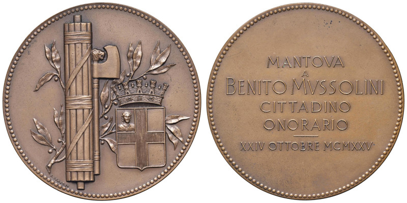 MEDAGLIE FASCISTE Medaglia 1925 Mantova a Benito Mussolini - AE (g 89,91 - Ø 60 ...