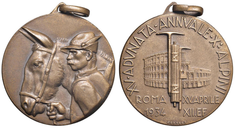 MEDAGLIE FASCISTE Medaglia 1934 Adunata annuale Alpini - AE (g 20,94 - Ø 35 mm)...