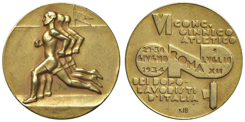 Ventennio Fascista (1922-1943) Medaglietta in oro coniata 1934 An. XII dell'Era ...