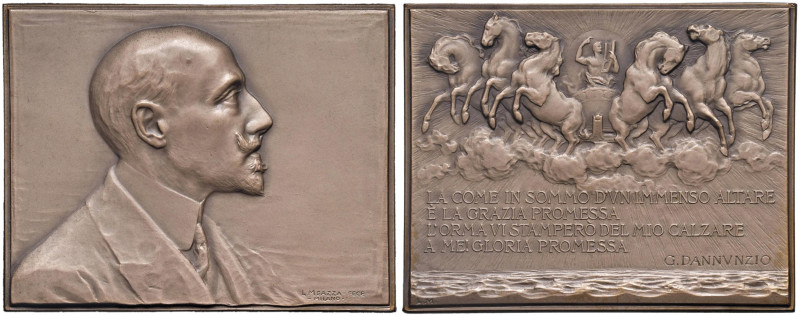 MEDAGLIE FASCISTE Placchetta s.d Gabriele D'Annunzio - Opus: Meazza - AE (g 74,8...
