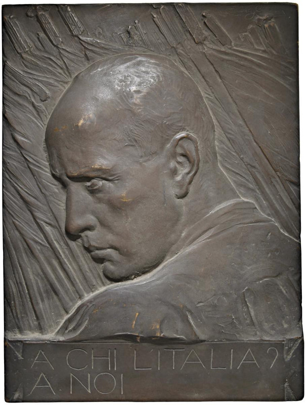 MEDAGLIE FASCISTE Placca da muro Mussolini - AE (g 2812 - 240 x 320 mm)

qFDC