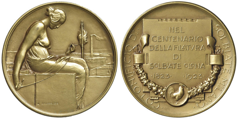 MILANO. Solbiate Olona Medaglia coniata 1923 Centenario della filatura del coton...