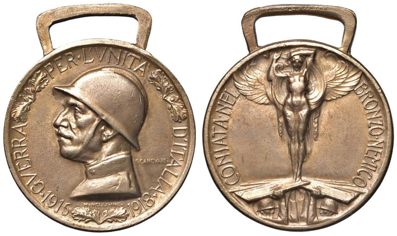 Vittorio Emanuele III (1900-1946) Medaglia 1918 per l'unità d'Italia - MD (g 16,...