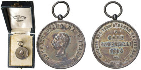 Umberto I (1878-1900) Medaglia 1894 Tiro a segno nazionale, gara domenicale di Roma - Opus: S. Johnson di Milano - AG (g 6,92 - Ø 25,66 mm) Medaglia c...