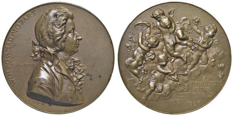 AUSTRIA. W.A.Mozart (1756-1791) Medaglia coniata 1896 Allegoria alla Musica, in ...