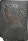 FRANCIA. Placchetta artistica fusa del XIX-XX secolo Figura femminile abbigliata e nimbata - Fusione senza firma - SN ramato (g.257 - Ø 140x100 mm)
...