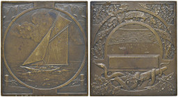 FRANCIA. Repubblica Placchetta coniata Art Decò senza data (XX secolo) Pro Patria Semper, imbarcazione a vela - Opus: R. Boudichon - AE (g.91 - Ø 60x5...