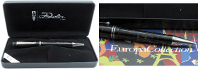 DELTA Europa Collection -Penna a Sfera- Corpo in celluloide nera con sfumature chiare. Finiture argentate. Penna nuova, venduta in scatola originale e...