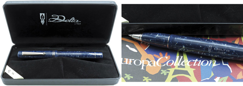 DELTA Europa Collection -Penna Roller- Corpo in celluloide blu con sfumature chi...