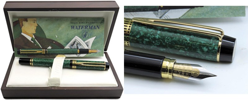 WATERMAN Man 100 Patrician -Penna Stilografica- Corpo in pregiata resina verde c...