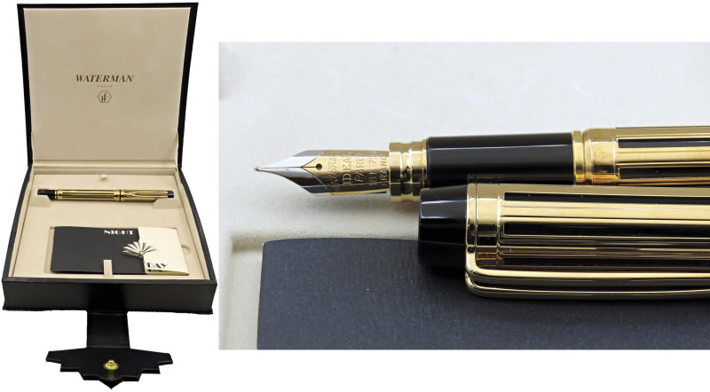 WATERMAN Night & Day -Penna Stilografica- Corpo e cappuccio con striature nere e...