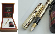 SHEAFFER W.A. Sheaffer, Commemorative Pen Penna Stilografica - N.0786/6000. Corpo e cappuccio in ottone placcato in oro. Ricarica “a goccia”. Pennino ...