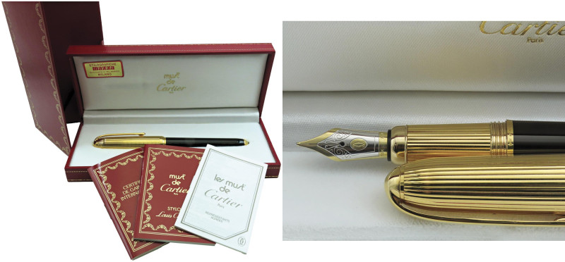 MUST DE CARTIER Louis -Penna Stilografica- ST 170004. Corpo in resina nera con c...