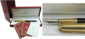 MUST DE CARTIER Louis -Penna Stilografica- ST 170004. Corpo in resina nera con cappuccio placcato in oro giallo. Ricarica a cartuccia/converter. Penni...