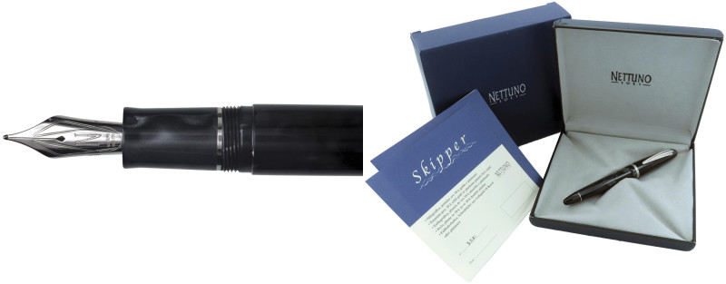 NETTUNO Skipper - Penna Stilografica - N. 3531. Corpo in resina nera lucida con ...