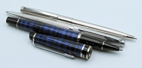 WATERMAN, MONTE GRAPPA, PARKER -Lotto di tre penne a sfera- Waterman con dimensioni maggiori rispetto alle altre due(lunga 14,1cm e larga 1,2cm) si pr...