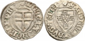 Zakon Krzyżacki
POLSKA/POLAND/POLEN/SCHLESIEN/GERMANY/TEUTONIC ORDER

Teutonic Order. Konrad III von Jungingen (1393-1407). Schilling (szelag) 
Ła...