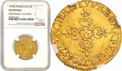 Henryk III of France
POLSKA/ POLAND/ POLEN/ LITHUANIA/ LITAUEN

Henryk Walezy. Ecu d'or 1578 G, Poitiers NGC AU 
Aw.: Pod koroną tarcza herbowa Fr...