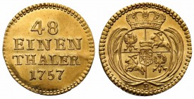 Augustus III the Sas 
POLSKA/POLAND/POLEN/SACHSEN/FRIEDRICH AUGUST II

Augustus III the Sas. 1/48 Taler (thaler), Half grosz in gold of 1/2 Ducat (...