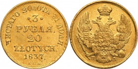 Poland XIX century / Russia 
POLSKA/ POLAND/ POLEN/ RUSSIA/ RUSSLAND/ РОССИЯ

Poland XlX w. / Russia. 3 Rubel (Rouble) = 20 zlotych 1837 ПД, Peters...