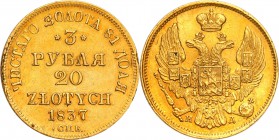 Poland XIX century / Russia 
POLSKA/ POLAND/ POLEN/ RUSSIA/ RUSSLAND/ РОССИЯ

Poland XIX w./Russia. 3 Rubel (Rouble) = 20 zlotych 1837 ПД, Petersbu...