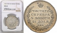 Russia 
RUSSIA/ RUSSLAND/ РОССИЯ / MOSCOW / PETERSBURG

Russia. Aleksander I. Rubel (Rouble) 1817 ПС, Petersburg NGC MS62 
Aw.: Dwugłowy orzeł ros...