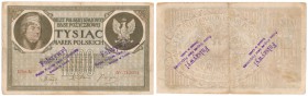 Banknotes
POLSKA/ POLAND/ POLEN / PAPER MONEY / BANKNOTE

Banknote. 1000 mark polskich 1919 II seria A 
Obustronnie, podwójnie uderzony stemplem „...