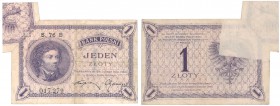 Banknotes
POLSKA/ POLAND/ POLEN / PAPER MONEY / BANKNOTE

Banknote. 1 zloty 1919 seria 76 B 
Błąd druku. Banknot fantazyjnie wydrukowany i przycię...