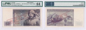 Banknotes
POLSKA/ POLAND/ POLEN / PAPER MONEY / BANKNOTE

Banknote. The Polish bank on emigration. SPECIMEN / WZOR 500 zlotych 1939 seria A PMG 64 ...