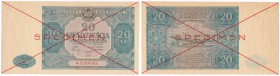 Banknotes
POLSKA/ POLAND/ POLEN / PAPER MONEY / BANKNOTE

Banknote. SPECIMEN 20 zlotych 1946 seria A 
Seria A, numeracja kolejna. Obustronne, dwuk...