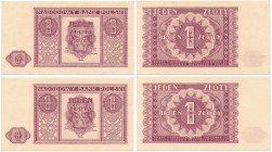Banknotes
POLSKA/ POLAND/ POLEN / PAPER MONEY / BANKNOTE

Banknote. 1 zloty 1946 group 2 pieces 
Bardzo ładne egzemplarze.Lucow 1174 (R0); Miłczak...