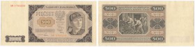 Banknotes
POLSKA/ POLAND/ POLEN / PAPER MONEY / BANKNOTE

Banknote. 500 zlotych 1948 seria AN 
Złamany w pionie, zagniecenia.Lucow 1308 (R2); Miłc...