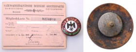 Collection of badges and decorations Germany Third Reich
GERMANY / THIRD REICH / DRITTES REICH

III Rzesza. NSDAP badge with ID card 
Odznaka z na...