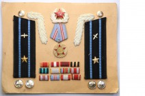 Decorations, Orders, Badges
POLSKA/ POLAND/ POLEN/ RUSSIA/ RUSSLAND/ РОССИЯ

Russia, ZSRR. Uniforms decorations - group on the underlay 
Bardzo do...