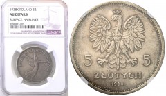Selected collection of coins from the Second Polish Republic
POLSKA / POLAND / POLEN / PROBE / PATTERN

II RP. 5 zlotych 1928 Nike z przesuniętym z...